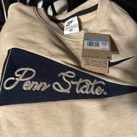 Brand new NIKE Penn State Navy Blue Embroidered flag patch crewneck - Picture 1 of 10
